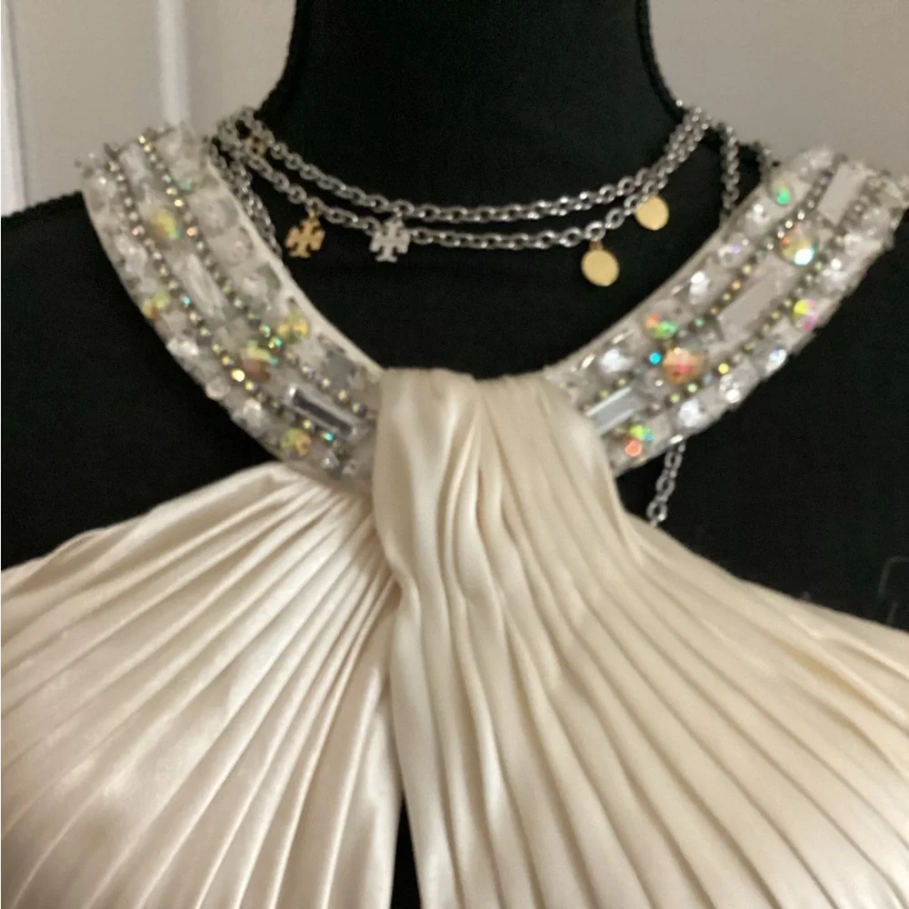 David’s Bridal Charmeuse Dress w/Beaded Straps size 2